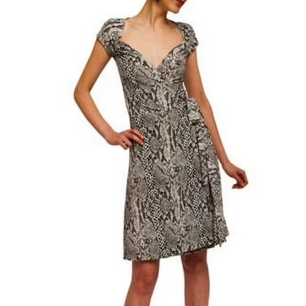 Norma Kamali Women's Cap Sleeve Snakeskin Print Jersey Wrap Dress Size XL